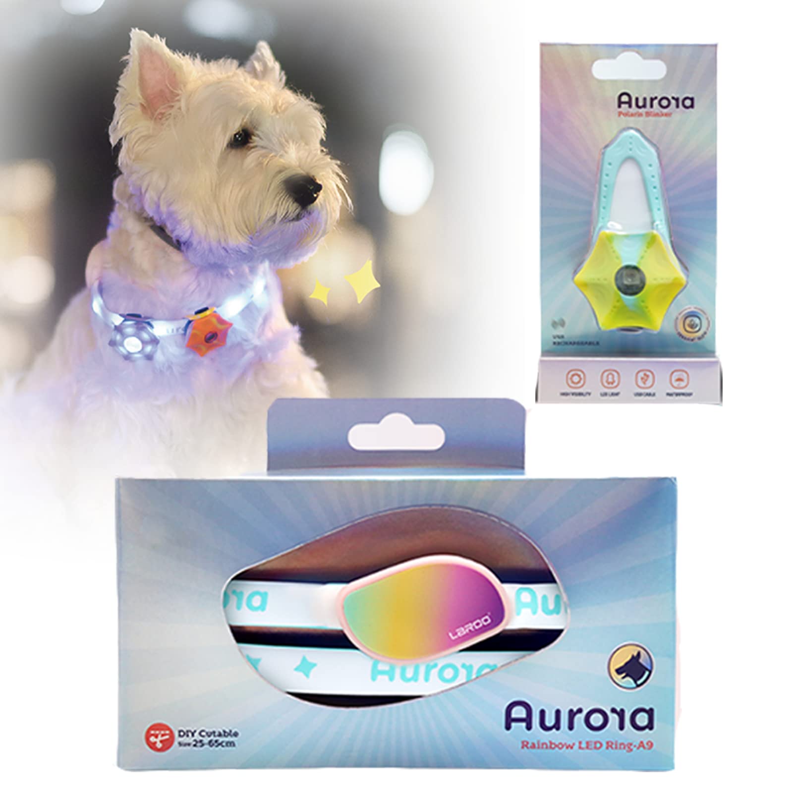 ROOLA 2-in-1 USB Rechargeable Waterproof Reflective Dog Collar Light with Flashing LED - Adjustable & Cuttable for Small Medium Large Dogs - Perfect for Night Walking, Jogging, and Outdoor Adventures