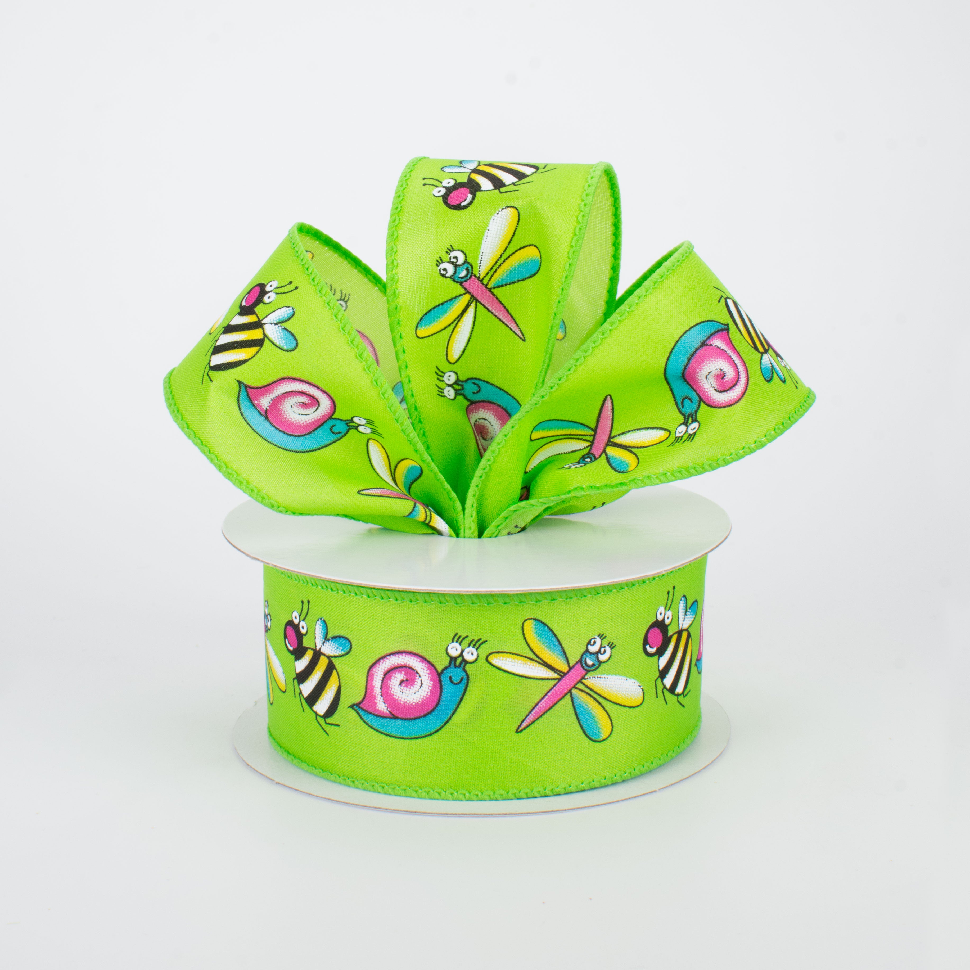1.5 Inch Lime Green Bug Ribbon - 10 Yards Bulk Roll for Gift Wrapping, Crafts, and DIY Decorations
