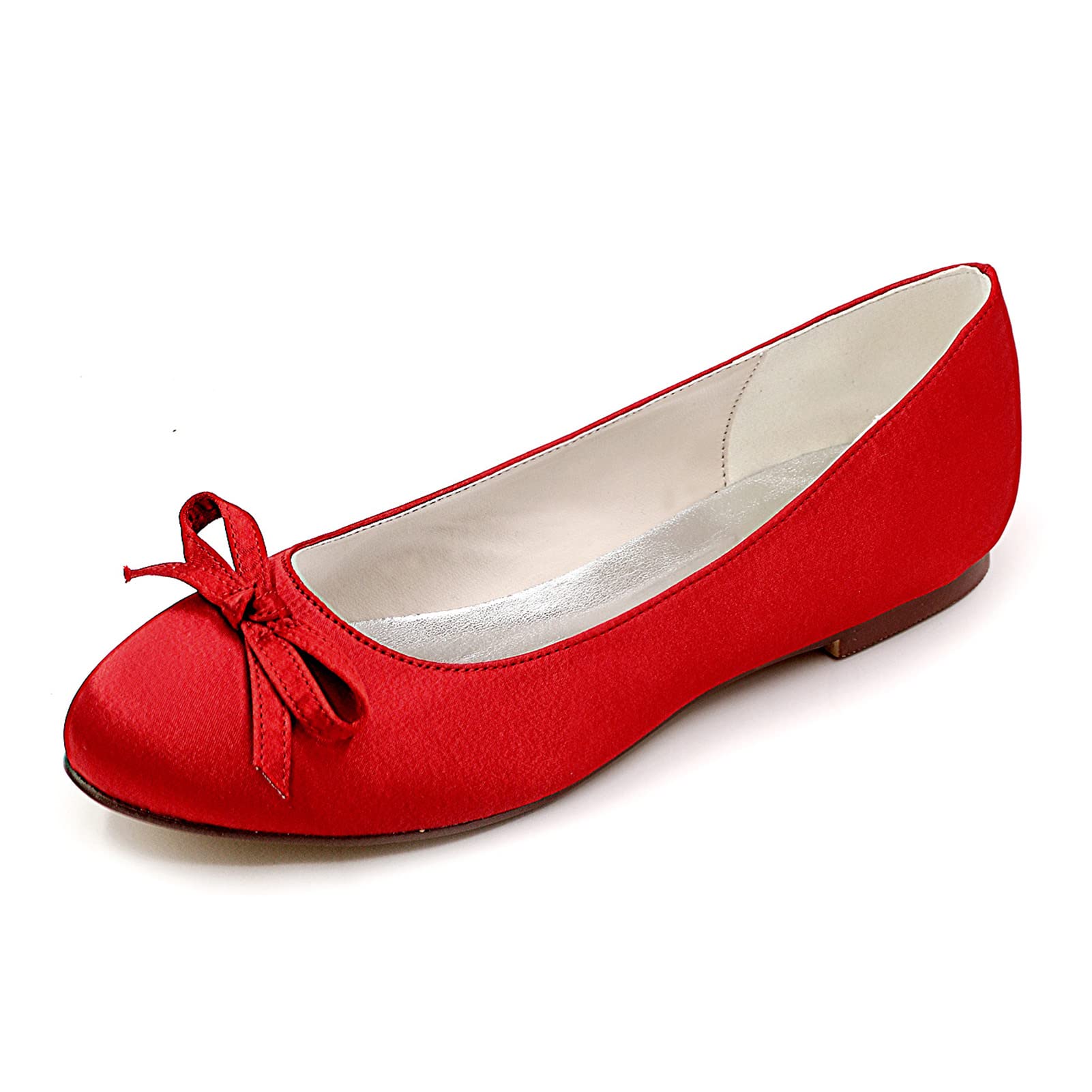 KSTORE Women's Comfortable Ivory Satin Bridal Shoes with Bow - Low Heel Wedding Shoes for Bride, Party & Evening Events - Size 12 in Red | Perfect for Weddings, Proms, and Formal Occasions