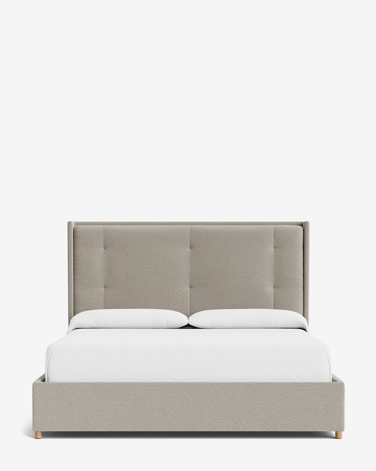 Luxury Ria Upholstered Bed Frame - Queen Size Platform Bed with Soft Fabric Headboard - Modern Bedroom Furniture for Master & Guest Rooms