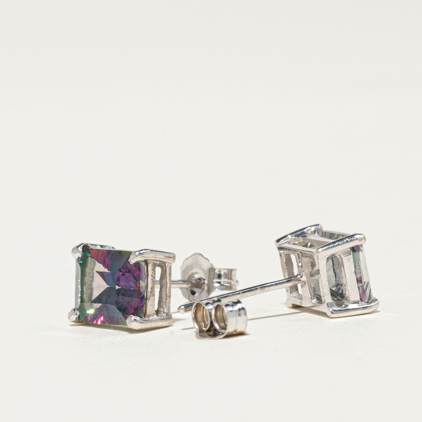 14K Gold Mystic Topaz Stud Earrings - 3.60 Carat Total Weight (ctw) - Elegant Jewelry for Women, Perfect for Weddings, Parties & Special Occasions