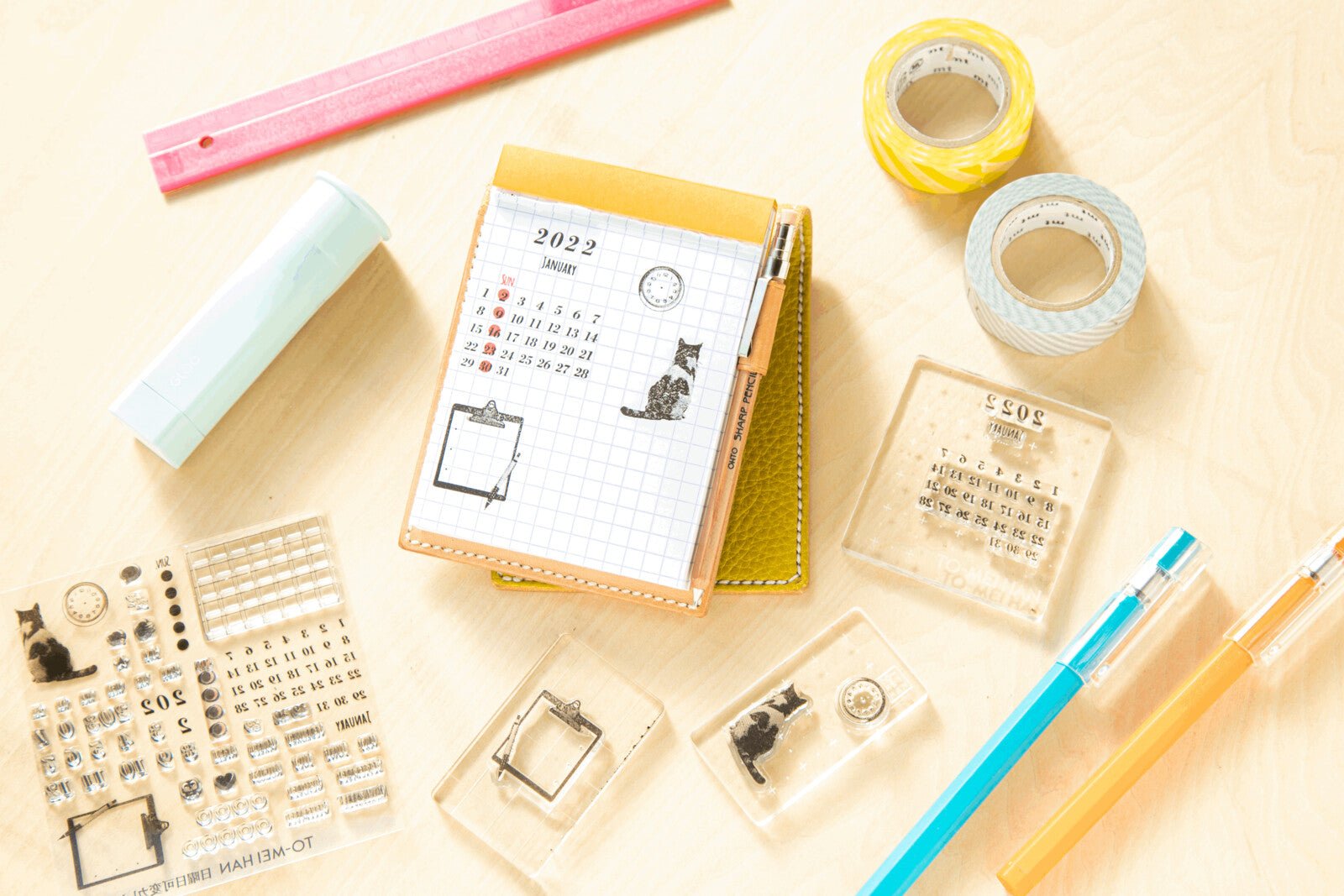 Customizable TO MEI HAN Clear Calendar Stamp with Tri-Gram Design - Perfect for DIY Planners, Scrapbooking & Bullet Journaling