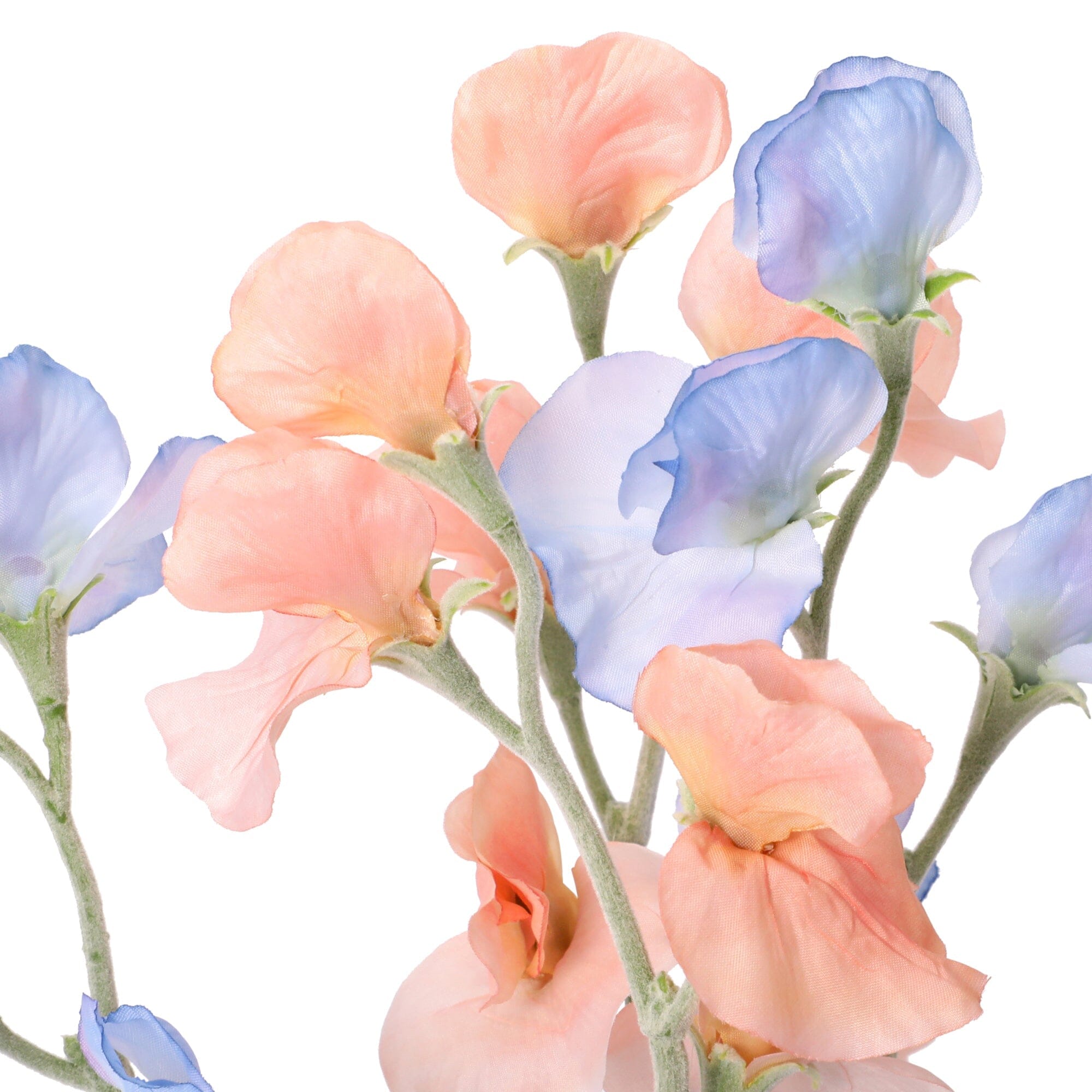 Mini Bouquet Sweet Pea Light Blue & Orange Artificial Flowers - Perfect for Wedding Centerpieces, Home Decor, and Party Arrangements