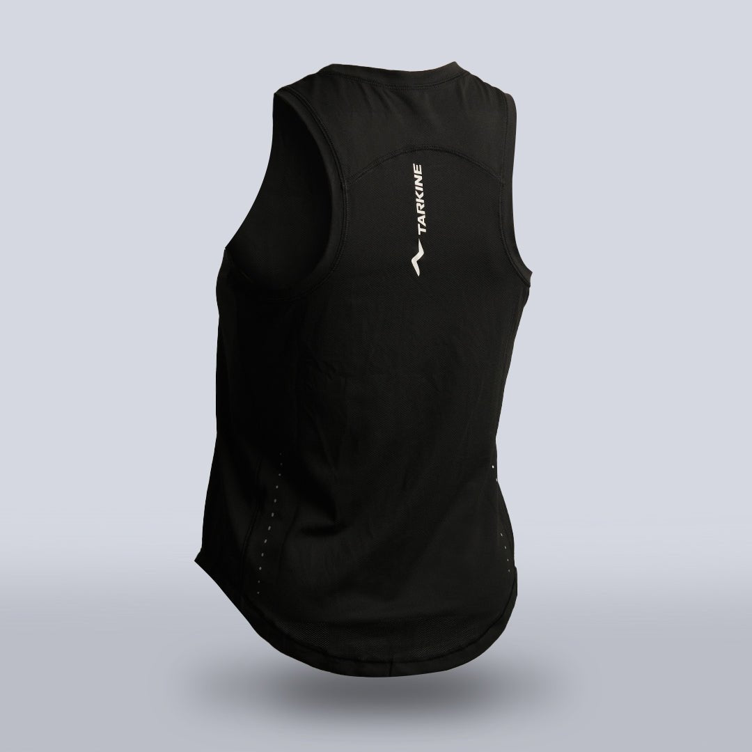 Eco-Friendly Women's Black Lightweight Running Singlet - Perfect for Marathon Training & Outdoor Workouts