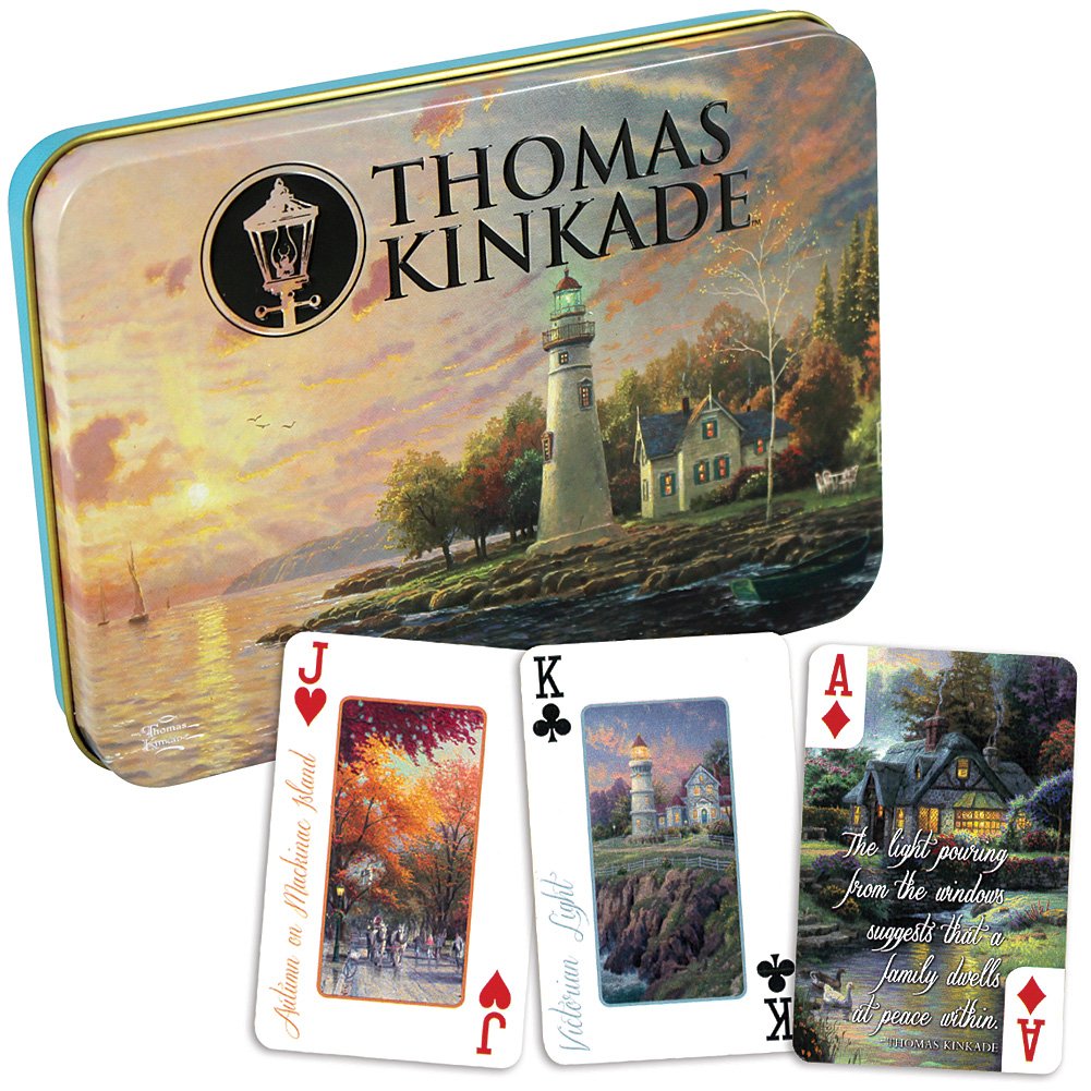 Thomas Kinkade Deluxe Playing Cards - Premium Quality 52 Card Deck with Beautiful Landscape Artwork - Perfect for Family Game Nights, Poker Parties & Collectors