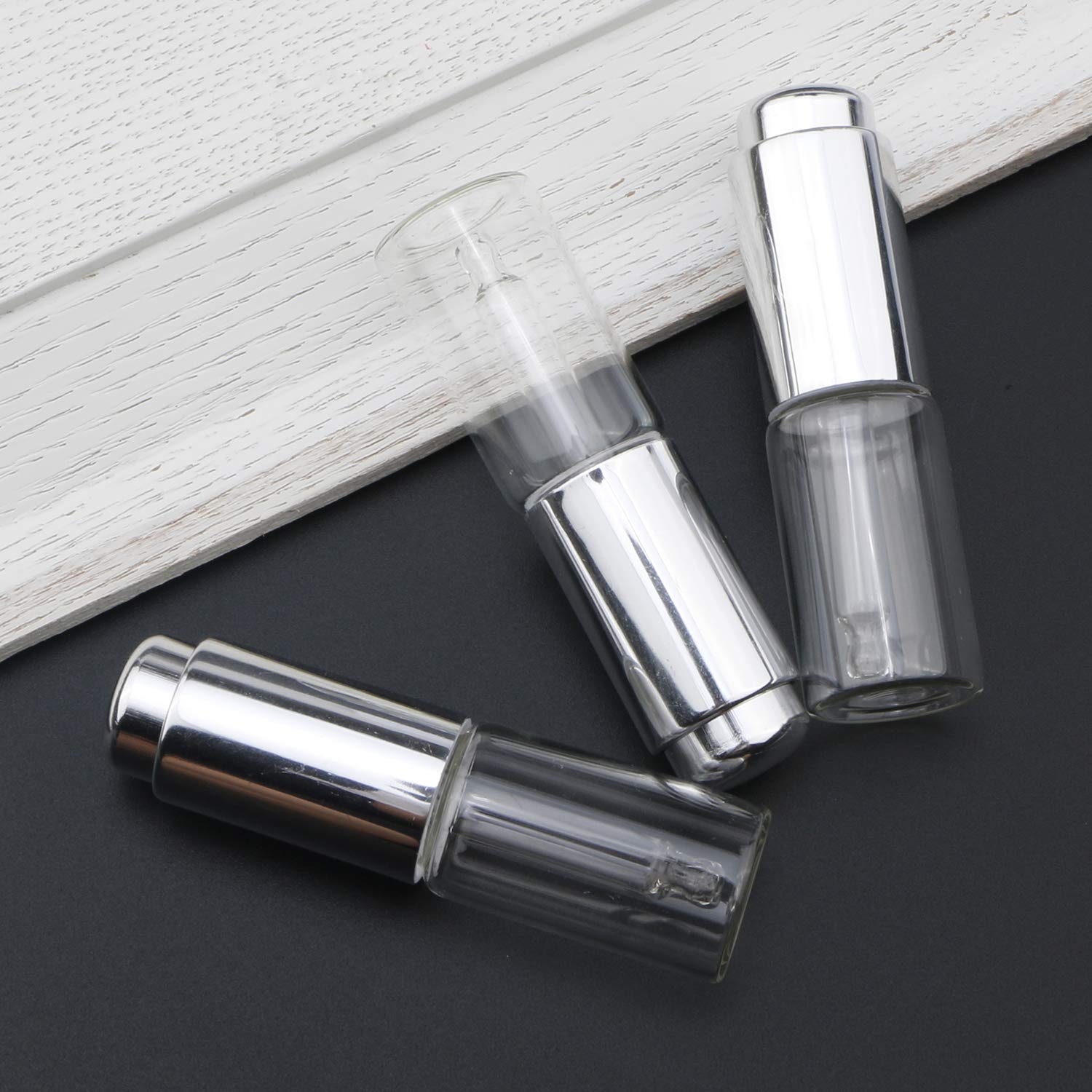 Ellbest 8Pcs 10ml Clear Press Dropper Bottles with Silver Cap - Empty Refillable Essential Oil Vials, Perfume & Cosmetic Containers for DIY, Travel, Aromatherapy & Beauty Storage