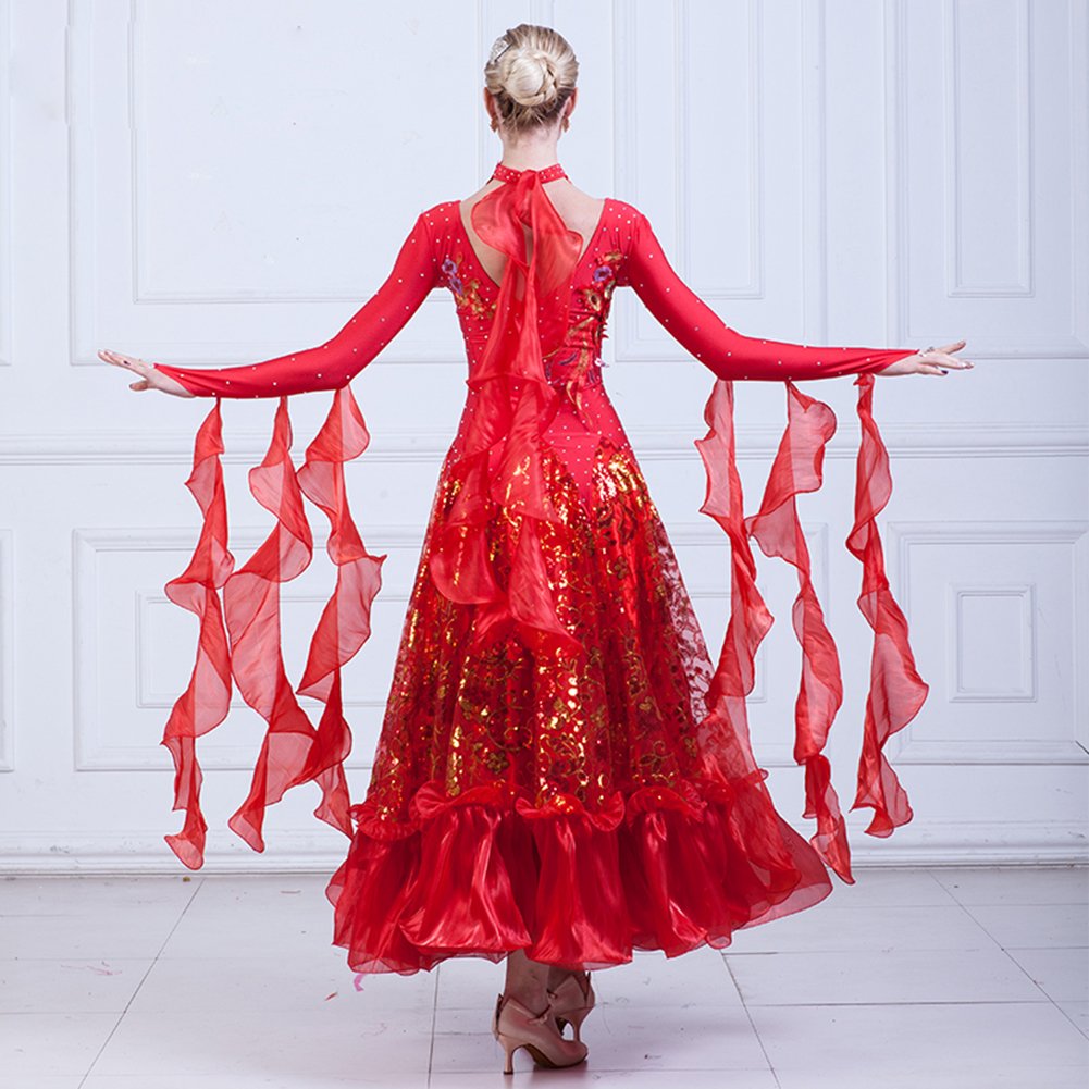 Elegant Women's Ballroom Dance Dress with Sequins - Modern Waltz & Foxtrot Competition Gown - Standard Ballroom Dancewear for Performances & Social Events