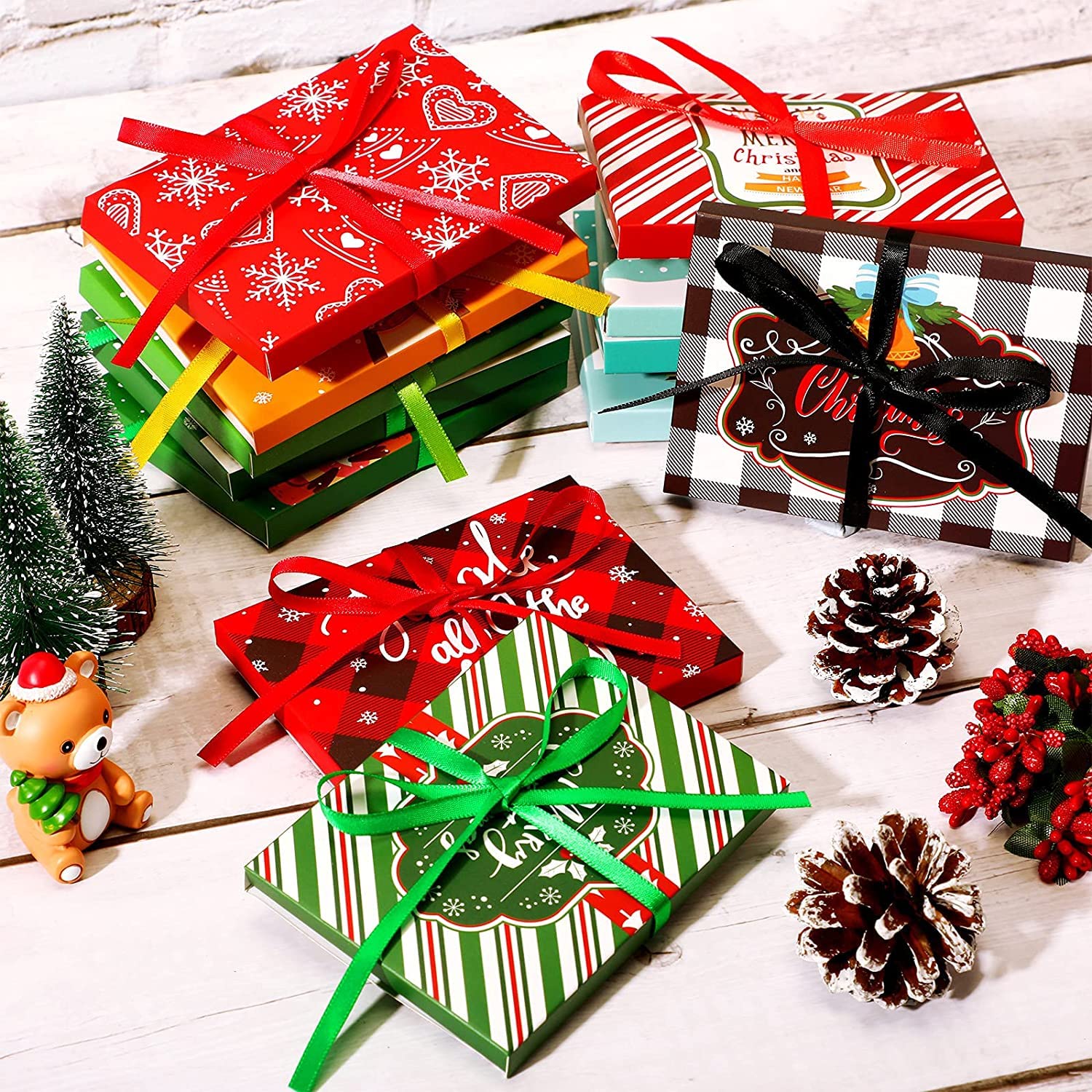 Marspark 48 Christmas Gift Card Holders with Ribbon - Holiday Gift Wrapping Boxes for Cards & Decor
