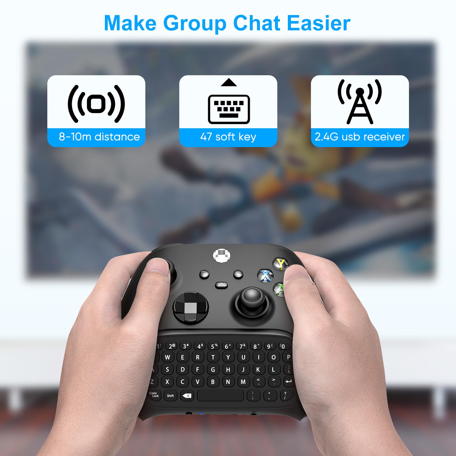 Wireless Gaming Keyboard for Xbox Series X/S, One/One X/S & Elite Controllers - Chatpad with USB Receiver & Audio Jack - Perfect for Messaging & Voice Chat (Controller Not Included) - Black - Ideal for Xbox Gaming & Online Communication