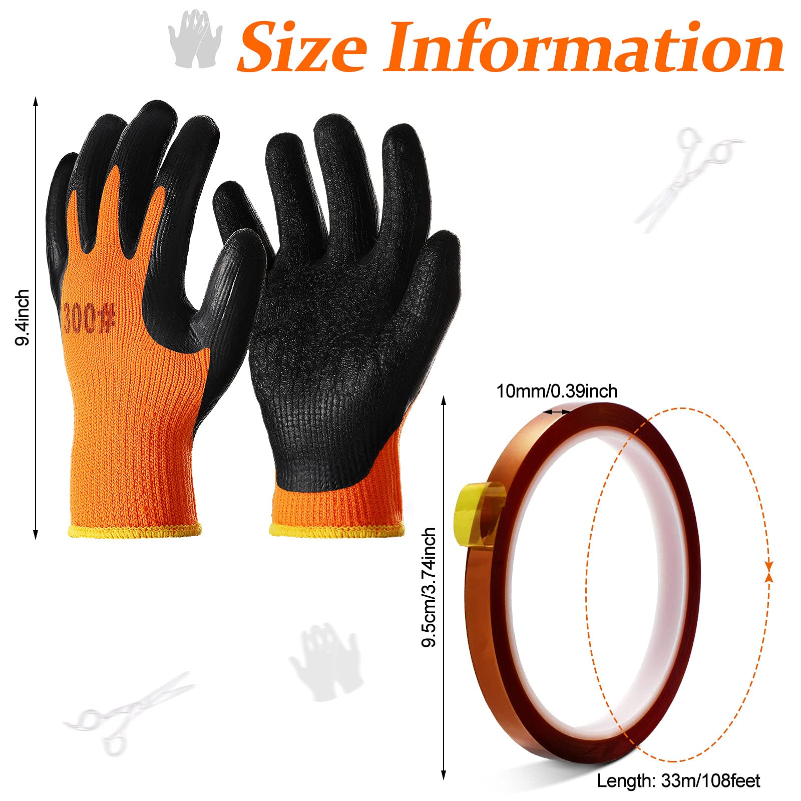 Honeydak 2 Pairs Heat Resistant Gloves for Sublimation - High Temperature Thermal Transfer Gloves with 2 Rolls Heat Resistant Tape - Perfect for T-Shirt Printing, DIY Crafts & Heat Press Projects