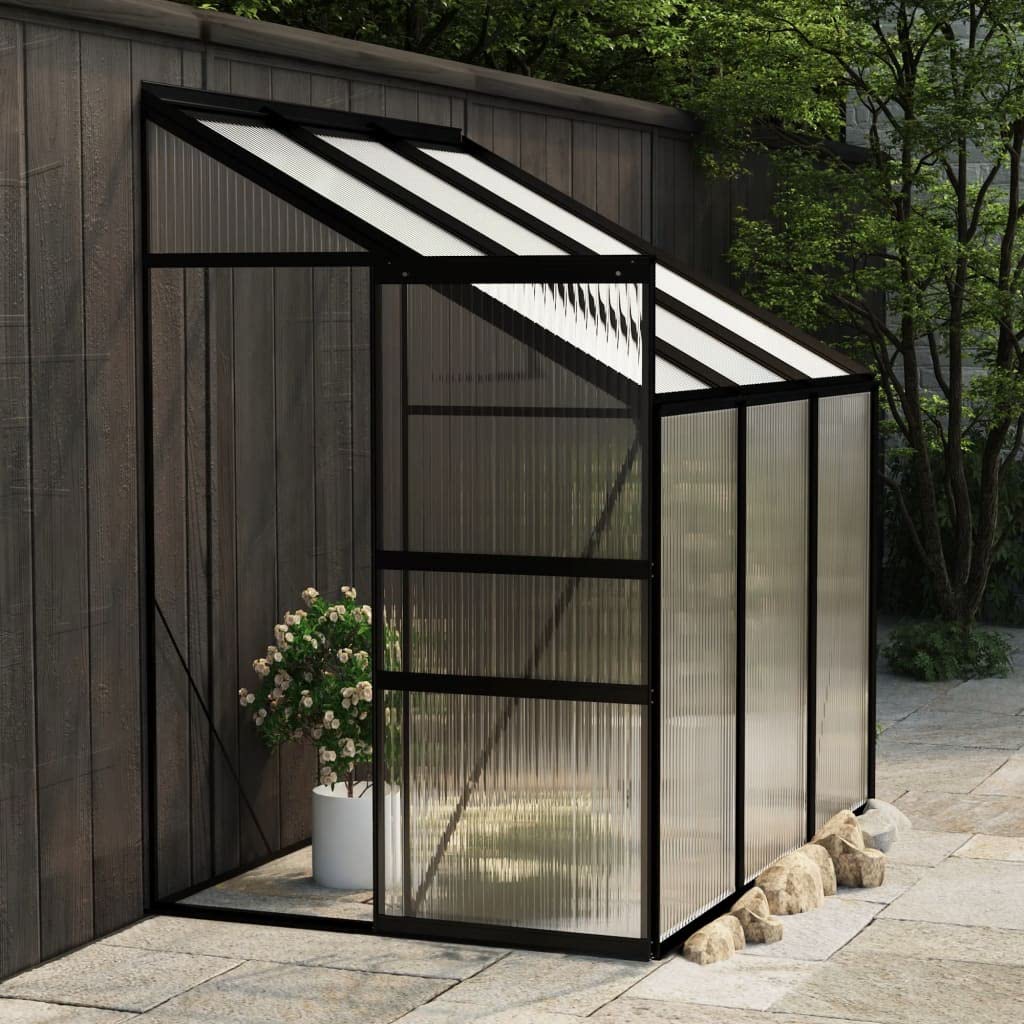 WELLIKEA Greenhouse Anthracite Aluminum 3.8 Cubic Feet - Perfect for Indoor Gardening, Herbs, and Small Plants