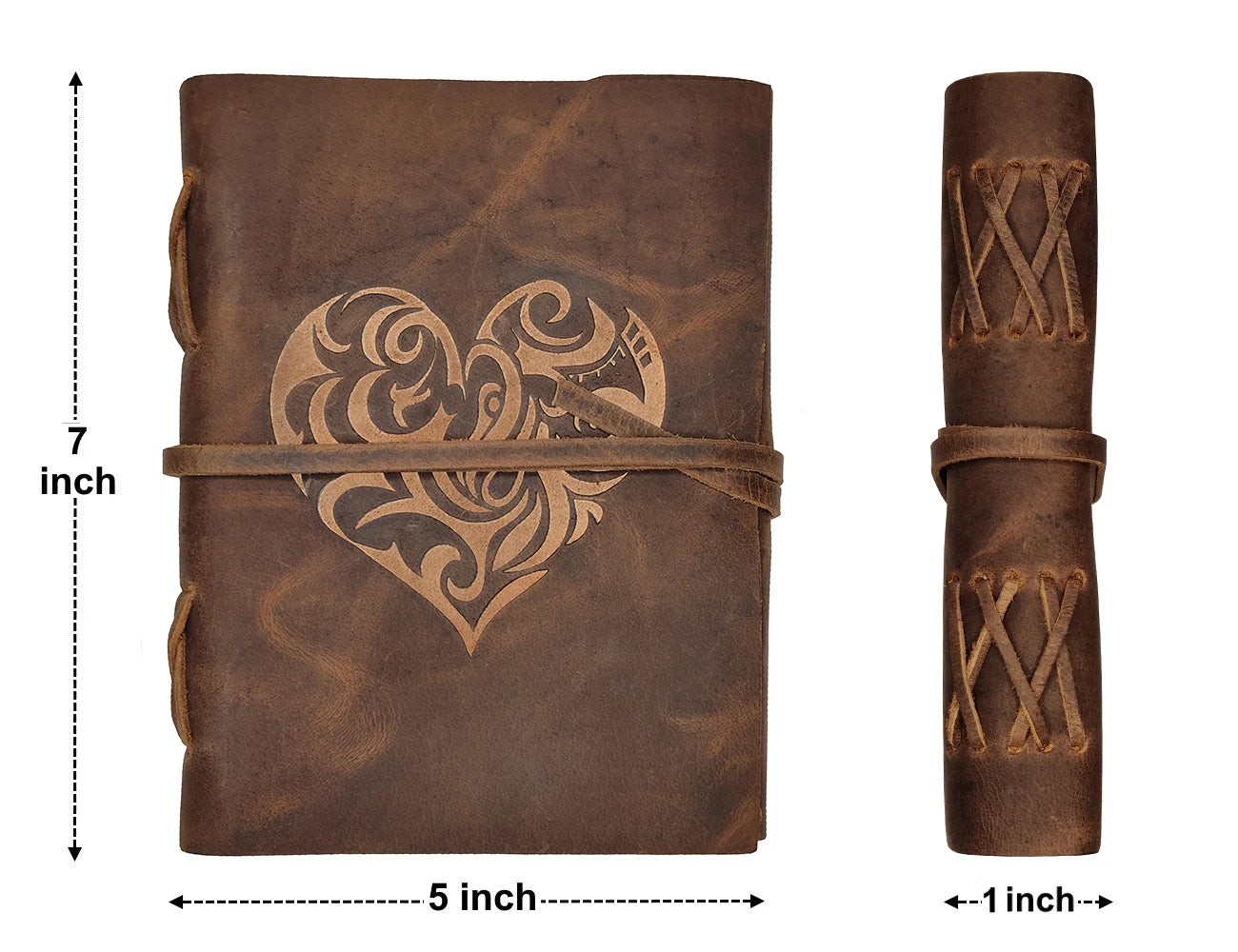 Elegant Heart Embossed Leather Journal for Women - Perfect for Writing, Sketching & Gift Giving - Ideal for Travel, Daily Journaling & Creative Inspiration