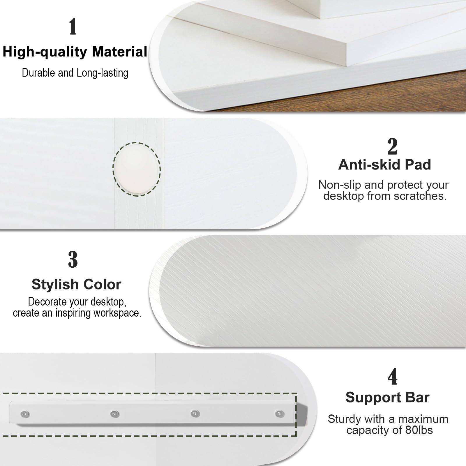 TEAMIX 2-Tier White Wooden Monitor Stand Riser with Storage Shelf - Laptop Stand for Desk, Computer Monitor Riser for TV/Printer/Keyboard - Home Office Desk Organizer for Better Workspace Ergonomics & Organization