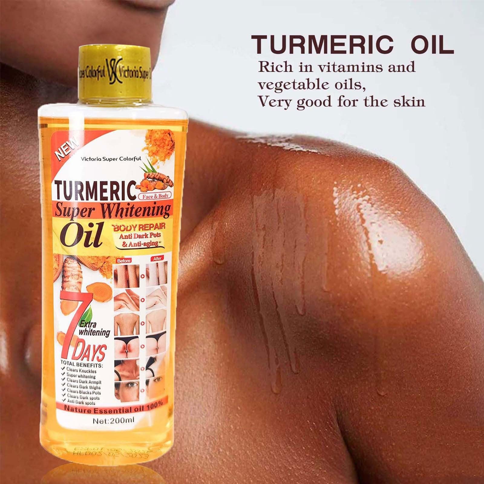 Turmeric Oil for Face & Body - Whitening, Anti-Aging, Wrinkle Reduction & Dark Spot Corrector | Natural Skin Lightening Moisturizer | Essential Oil for Glowing Skin | Perfect for Daily Skincare Routine & Nighttime Treatment (1pc)