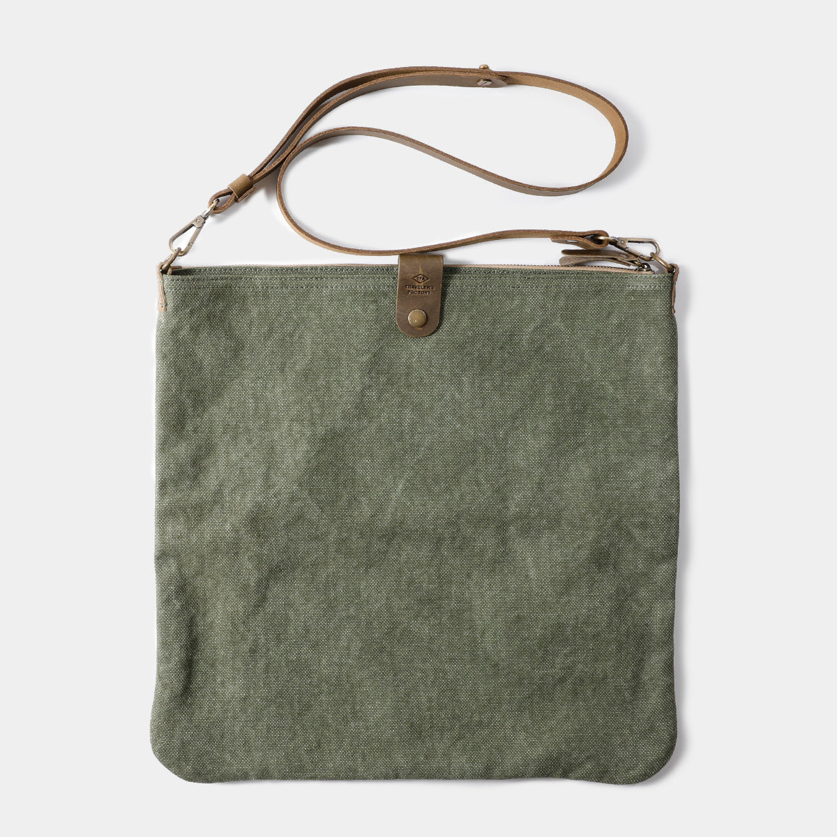 TRAVELER'S COMPANY Traveler's Factory Canvas Shoulder Bag - Medium Size Olive Green for Men & Women | Durable Everyday Carry Bag for Travel, Work & Commuting
