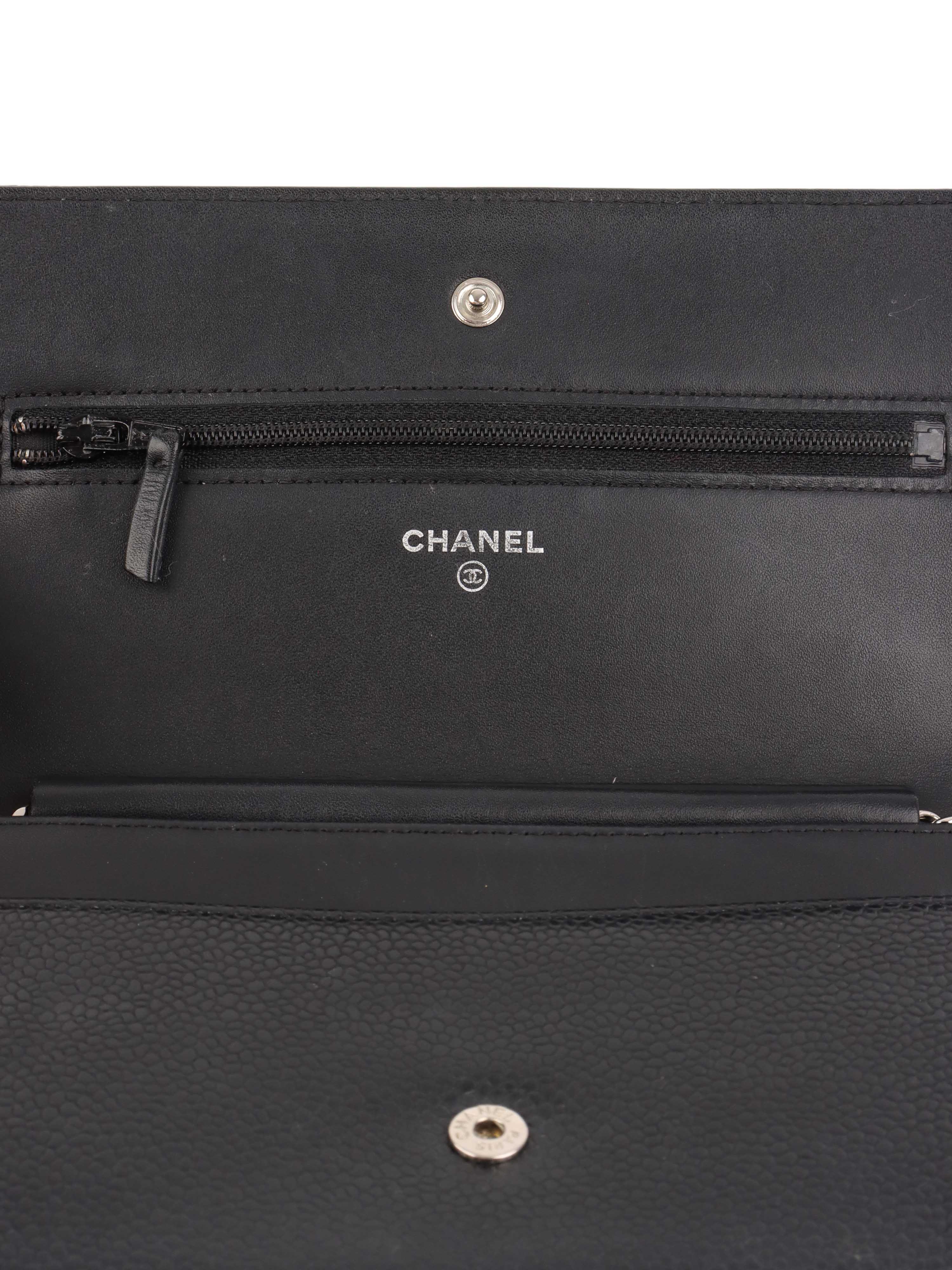 Chanel Black Caviar Leather Wallet on Chain Crossbody Bag for Women - Perfect for Evening Events, Parties & Daily Use
