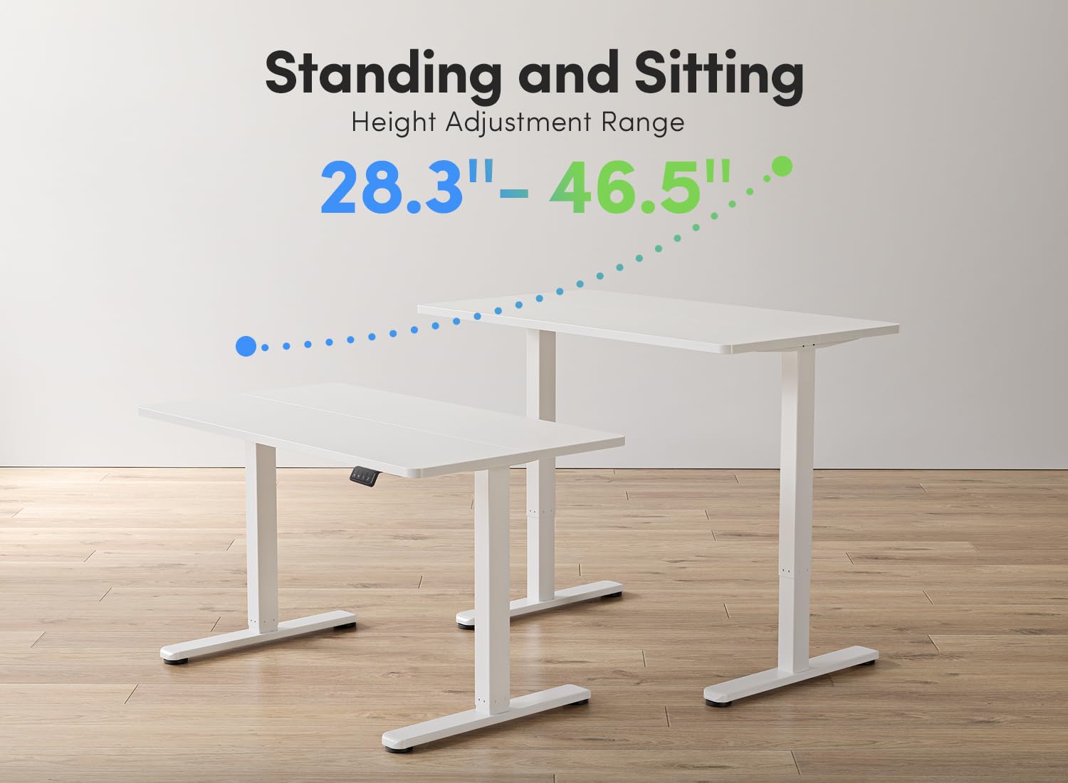 FEZIBO Electric Standing Desk 40 x 24 Inches - Height Adjustable Sit Stand Desk for Home Office with White Frame & White Top | Ergonomic Workstation for Remote Work & Study