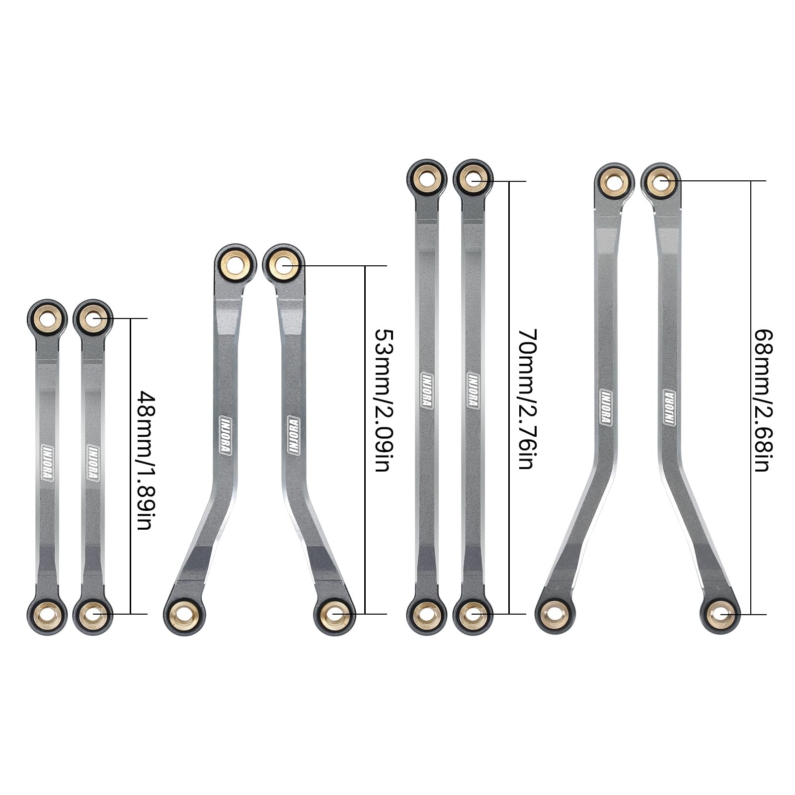 INJORA High Clearance CNC Aluminum Chassis Links Set for TRX4M Defender & Bronco 1/18 Scale RC Crawler Upgrade Parts (Grey) - Perfect for Off-Road Trail Crawling and Rock Climbing Performance