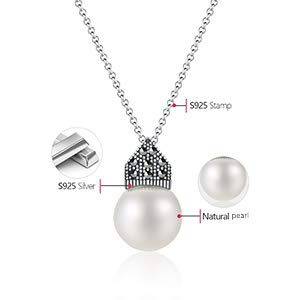 S925 Sterling Silver Pearl Necklace for Women - Elegant Handmade Jewelry Gift for Mom & Wife - Perfect for Weddings & Parties