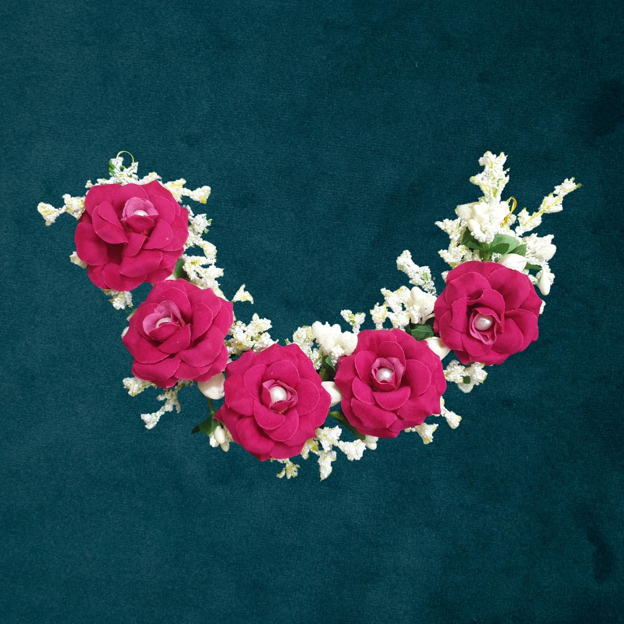 ANVIK Artificial Rose Flower Hair Bun Gajra - Bridal Wedding Hair Accessory for Women (Rani Pink) | Perfect for Bridal Parties, Weddings, and Special Occasions