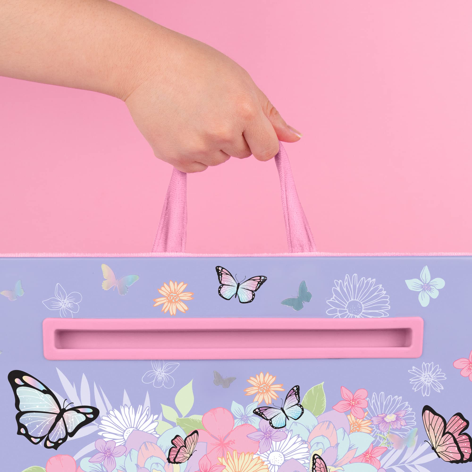 3C4G THREE CHEERS FOR GIRLS Butterfly Lap Desk with Cushion - Large Kids Laptop Tray for Bed, Sofa & Car - Portable Computer Desk with Storage for Tables, Pens & Accessories - Perfect for Homework, Drawing & Travel Use