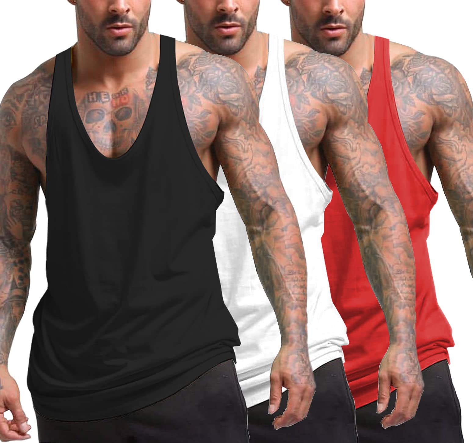 COOFANDY Men's 3 Pack Sleeveless Workout Tank Tops - Moisture Wicking Gym Shirts for Bodybuilding, Fitness & Summer Wear - Y-Back Muscle Tees for Running, Training & Casual Outfits
