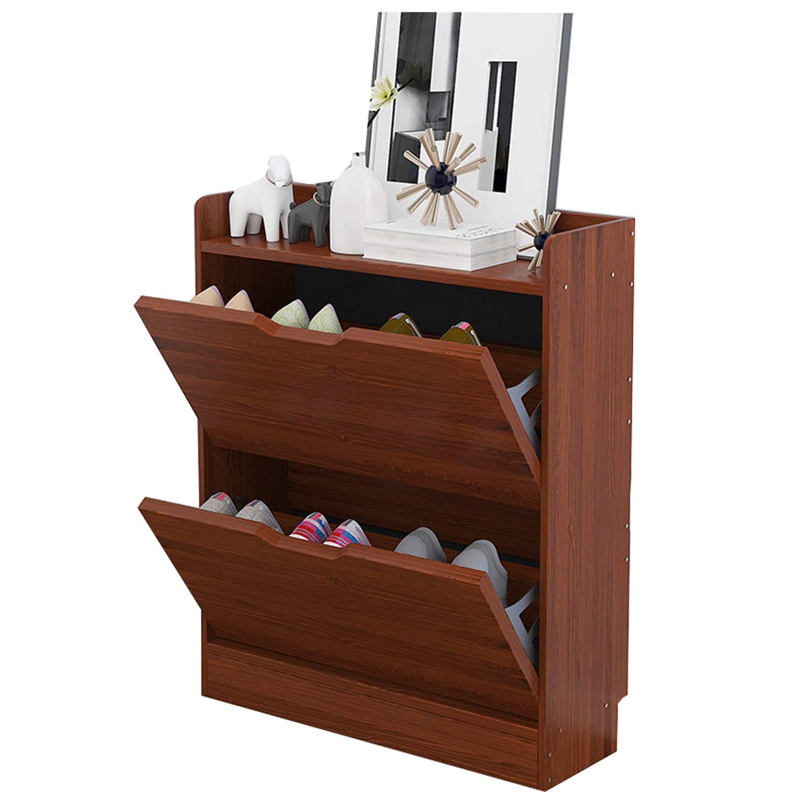 2-Tier Shoe Rack with Dustproof Storage - Narrow Space-Saving Design for Hallway, Bedroom & Living Room