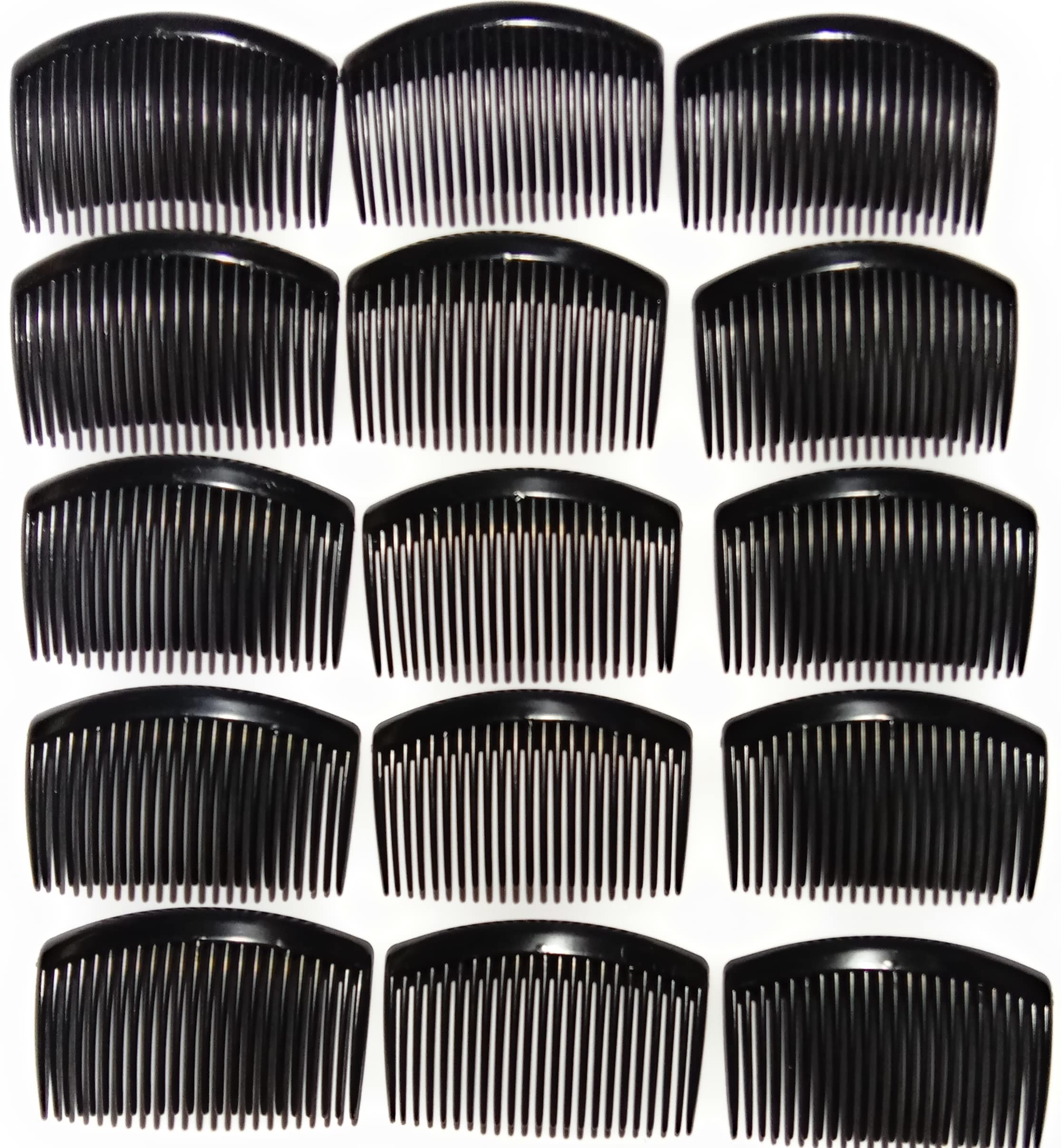15-Piece Black Thin Side Hair Combs - Plastic Hair Clips & Hairpins for Women & Girls - Perfect for Styling, Updos & Everyday Use