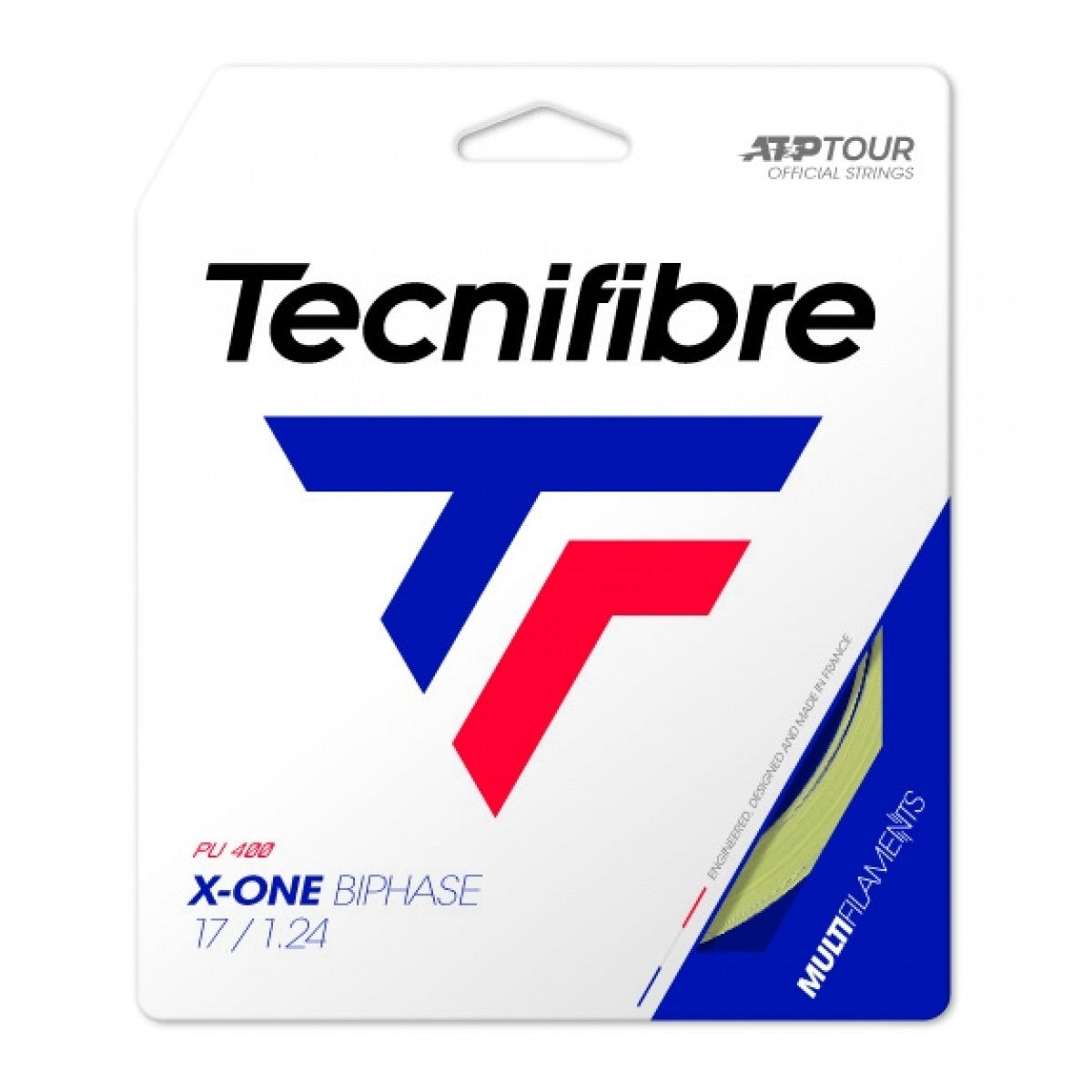 Tecnifibre X-One Biphase 17/1.24 Natural Tennis String | High-Performance Polyester String for Tennis Rackets | Perfect for Competitive Play & Training