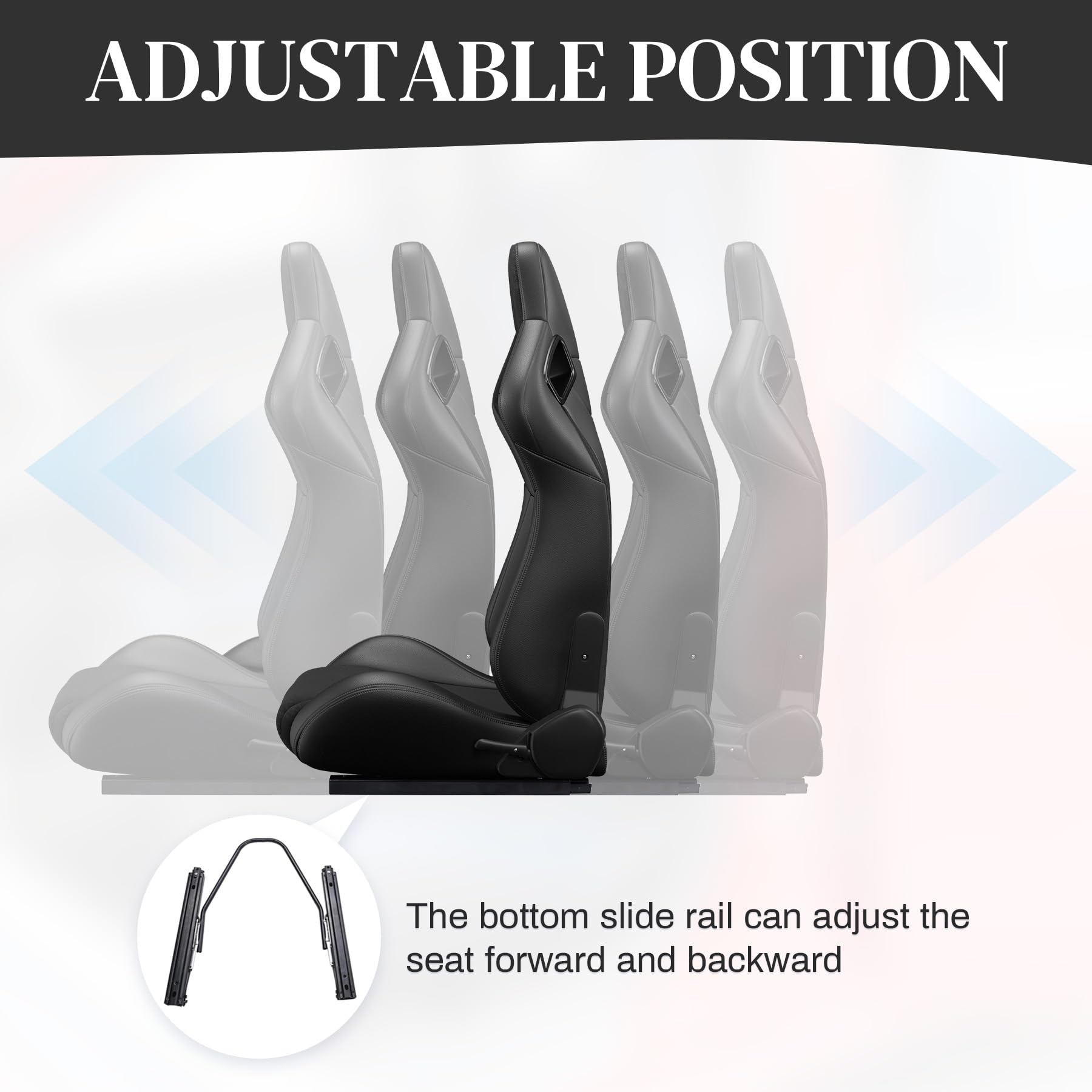 2 Pack Universal Racing Bucket Seats - PVC Leather Car Seats with Dual Lock Sliders for Front/Back Adjustment | Perfect for Sports Cars, Drifting & Track Racing