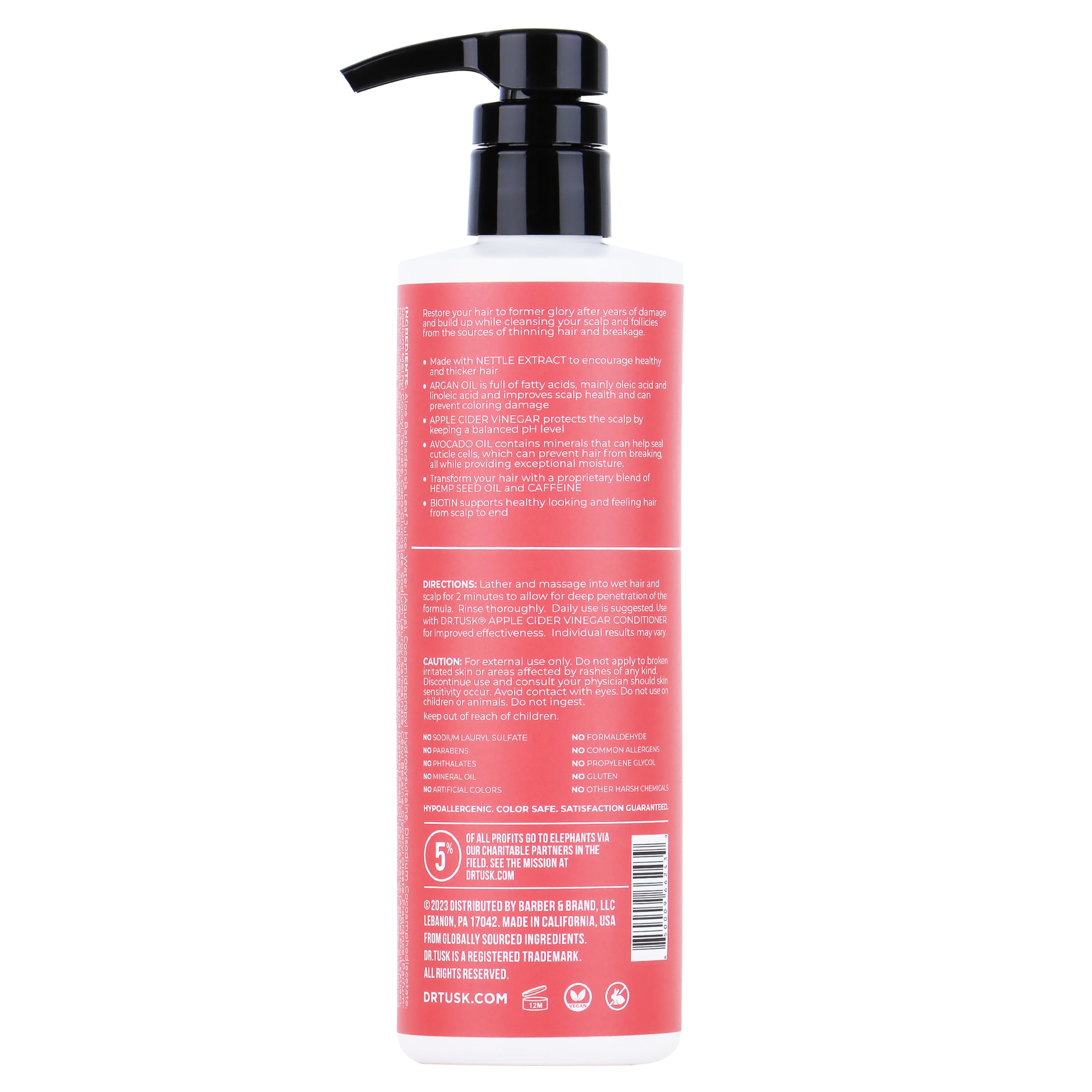 Dr. Tusk Apple Cider Vinegar Shampoo & Conditioner Set for Hair Growth & Scalp Care - Natural Hair Repair for Dry, Damaged Hair - Perfect for Daily Use & Salon Results at Home