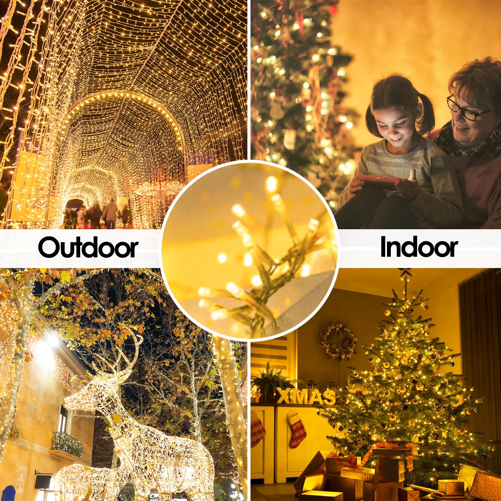 300LED Extra-Long Christmas Lights Outdoor Indoor - Waterproof Warm White String Lights with 8 Modes for Bedroom, Home, Party, Wedding & Garden Decor | Perfect for Holiday Decorations, Cozy Ambiance & Special Events