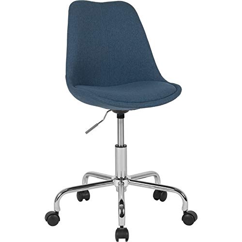 Scranton & Co Modern Mid Back Swivel Office Chair - Ergonomic Desk Chair with Adjustable Height, Blue Fabric - Perfect for Home Office, Gaming & Workspace