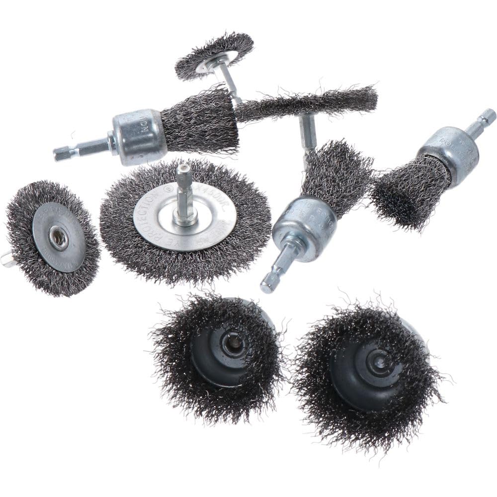 9PCS Abrasive Wire Brush Set for Drill - 0.012 Coarse Cup & Wheel Brushes for Rust Removal, Stainless Steel Cleaning & Metal Polishing - Perfect for Automotive, Woodworking & DIY Projects