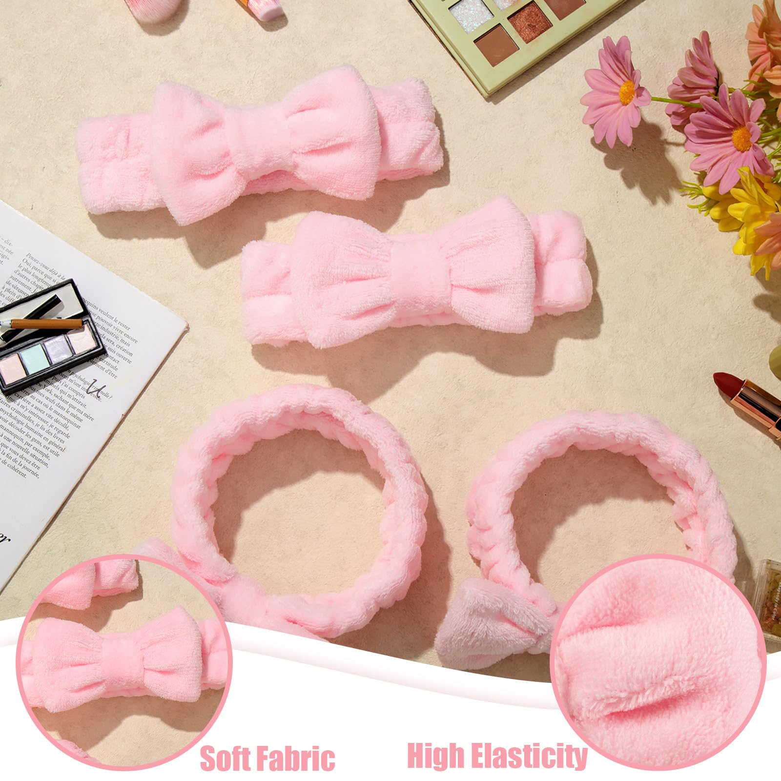 36 Pcs Spa Headbands Bulk - Soft Flannel Fleece Elastic Face Wash Headbands for Women - Hair Wrap, Yoga, Sports, Shower & Skincare (Pink) - Perfect for Spa Days, Makeup Routine & Relaxation at Home