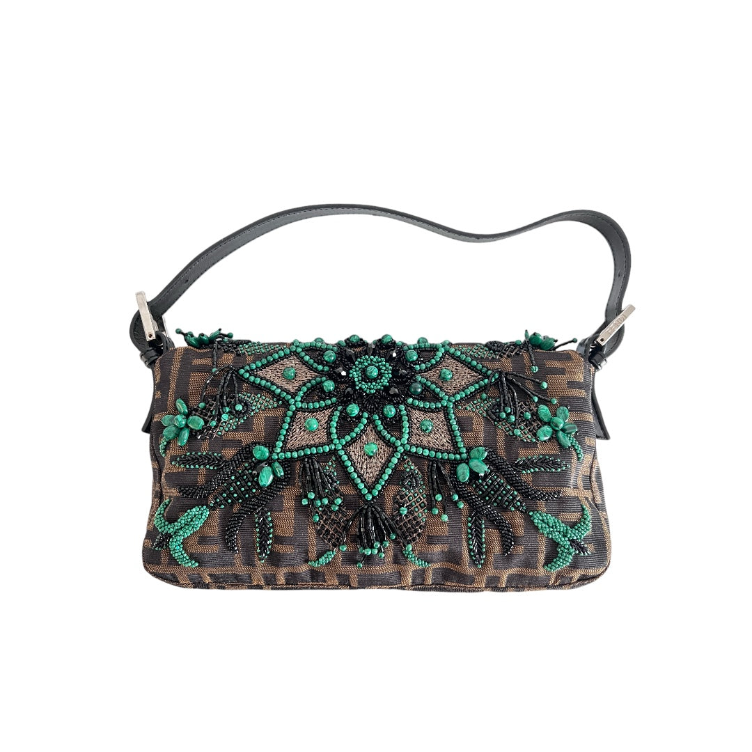 Fendi Higanbana Beaded Baguette Bag - Luxury Designer Crossbody Purse for Women | Perfect for Parties, Weddings & Evening Events