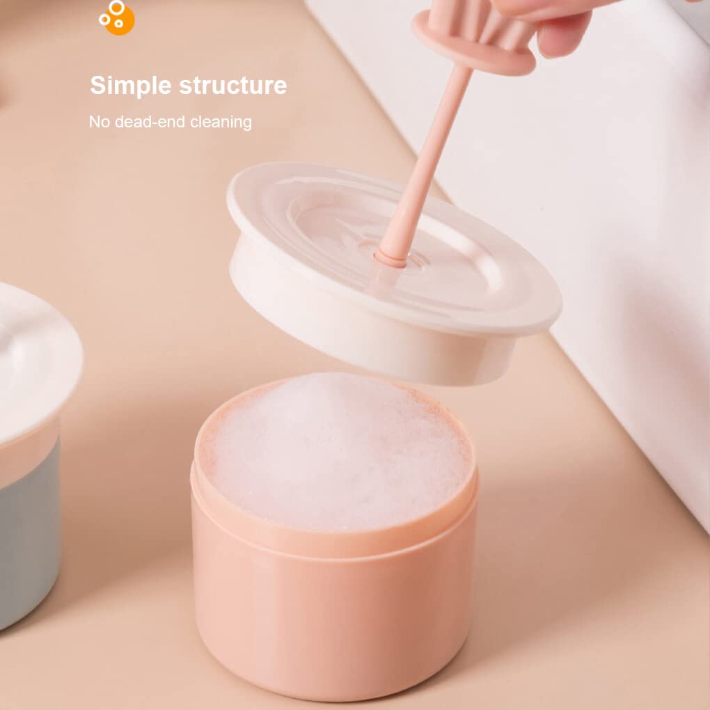 BOKIOESDE Portable Foam Maker for Face Cleansing - Light Blue & White Bubble Foamer Cup | Travel-Friendly Toiletries for Skincare Routine & Makeup Removal