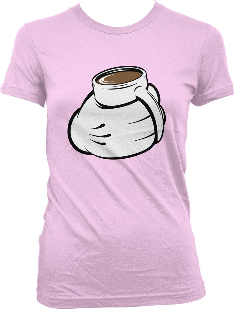 NOFO Clothing Co Cartoon Hand with Coffee Mug - Love My Coffee Juniors T-Shirt | Funny Coffee Lover Gift for Women & Teens | Casual Wear, Coffee Dates, Gifts for Baristas