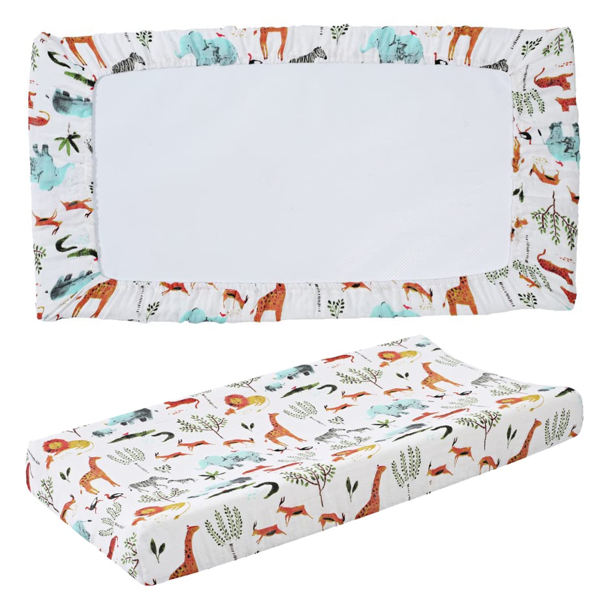 Soft Breathable Cotton Diaper Changing Pad Cover - Washable & Reusable Nappy Changing Table Sheet for 0-3 Years Old Toddlers (Forestry) | Perfect for Nursery, Daycare & Travel Use