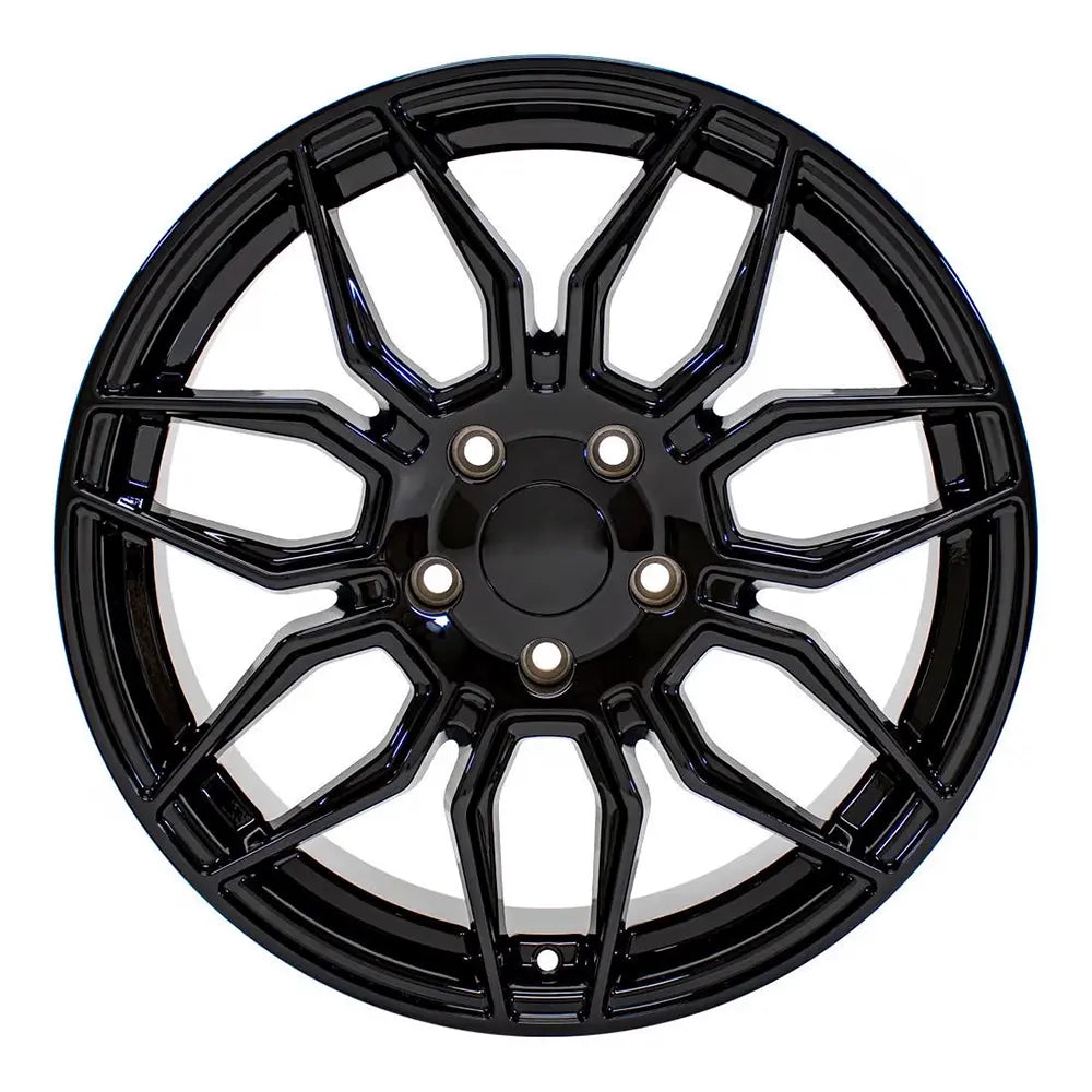 18x8.5 Inch Black CV03C Replica Wheels for Chevy Corvette C5 C6 C7 - High Performance Alloy Rims for Sports Car Replacement & Custom Upgrades | Perfect for Street Racing, Car Shows & Daily Driving