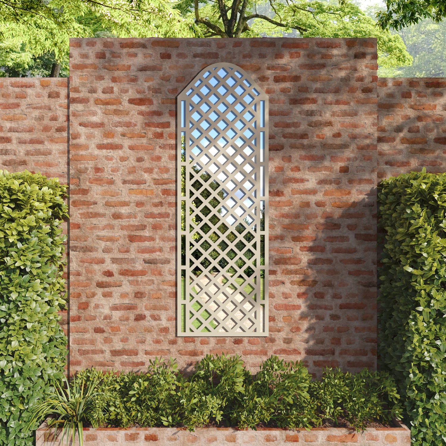 Beaumont Arched Outdoor Decorative Mirrored Panel - Elegant Garden & Patio Wall Decor for Stylish Backyard & Outdoor Spaces