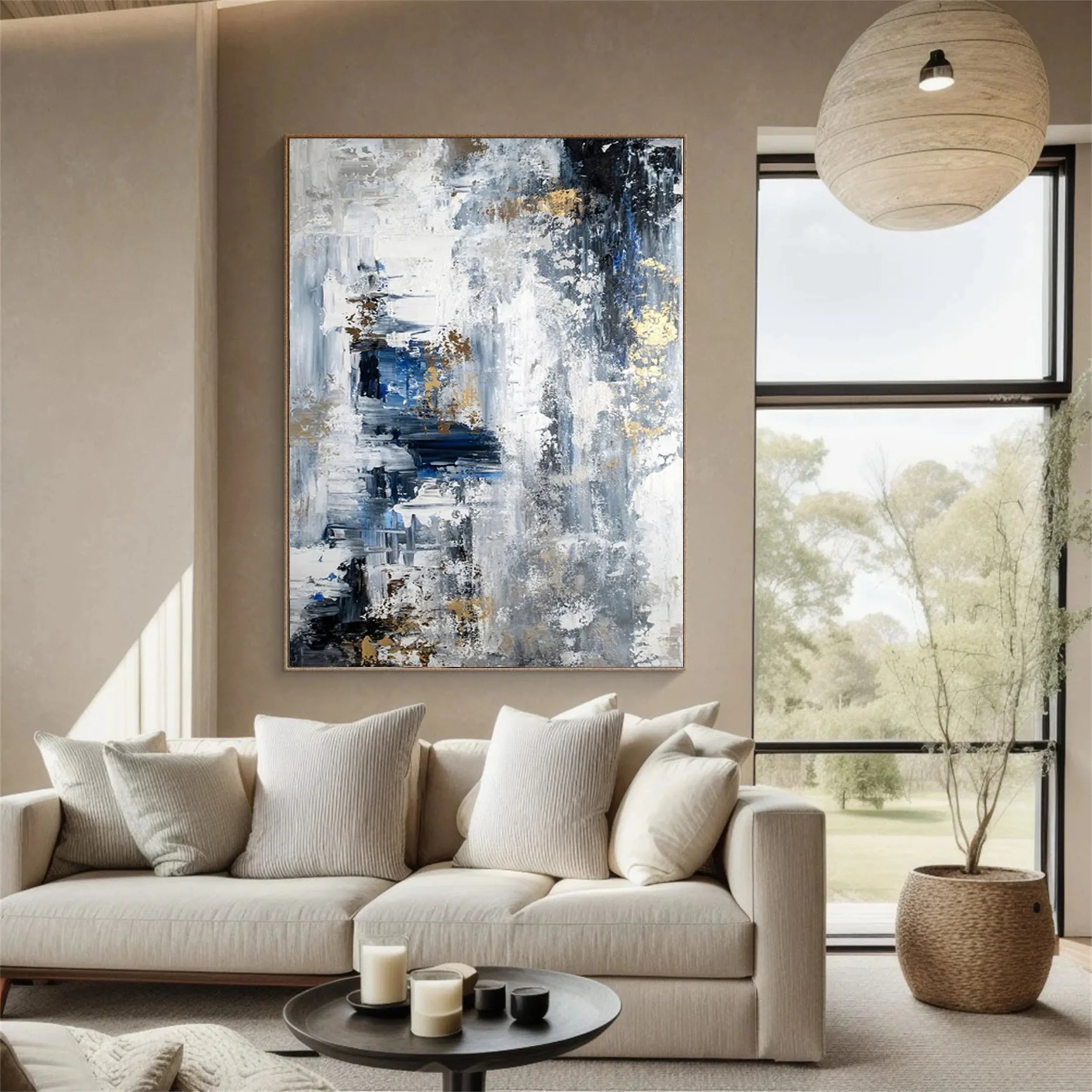 Blue & Green Abstract Wall Art Canvas Print #BG075 - Modern Home Decor for Living Room, Bedroom & Office