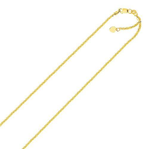 14K Yellow Gold Adjustable Sparkle Chain Necklace - 1.5mm Thin, 22 Inch Length - Perfect for Layering, Gift Giving & Everyday Elegance