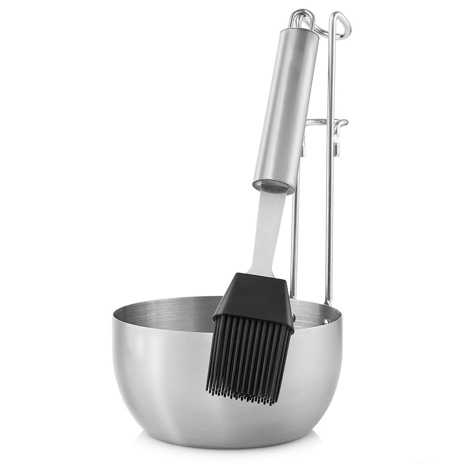 Premium Stainless Steel BBQ Sauce Pot & Basting Brush Set - Heavy Duty Grill Utensils for Outdoor Cooking, Grilling, Smoking & Camping - Perfect for Backyard BBQs, Tailgating & Picnics