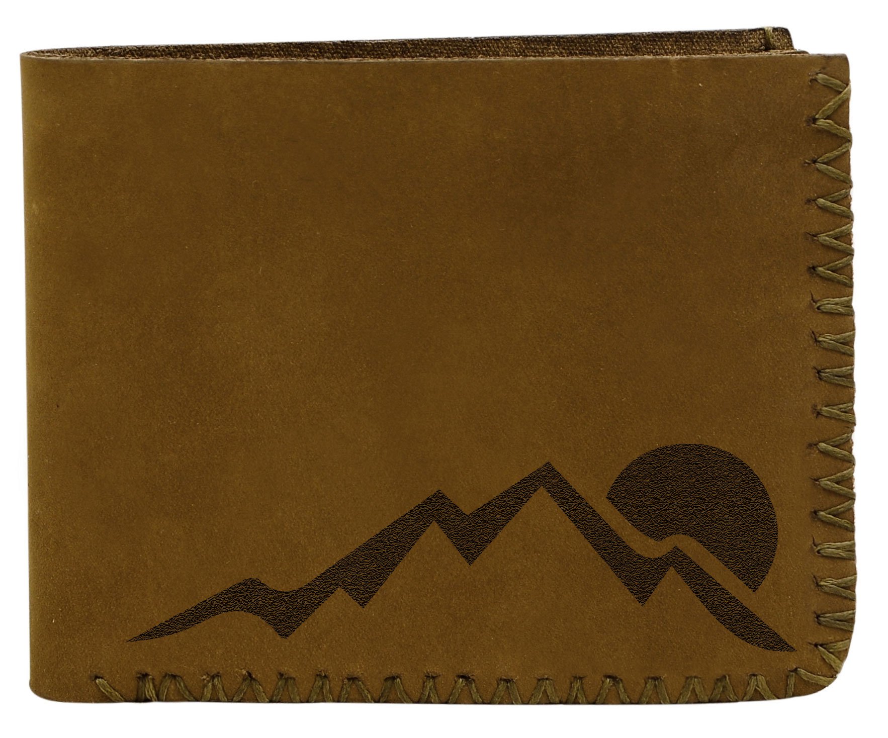 Genuine Handmade Pull-Up Leather Wallet for Men - Durable & Stylish Mountain Design - Perfect for Travel, Hiking & Everyday Use