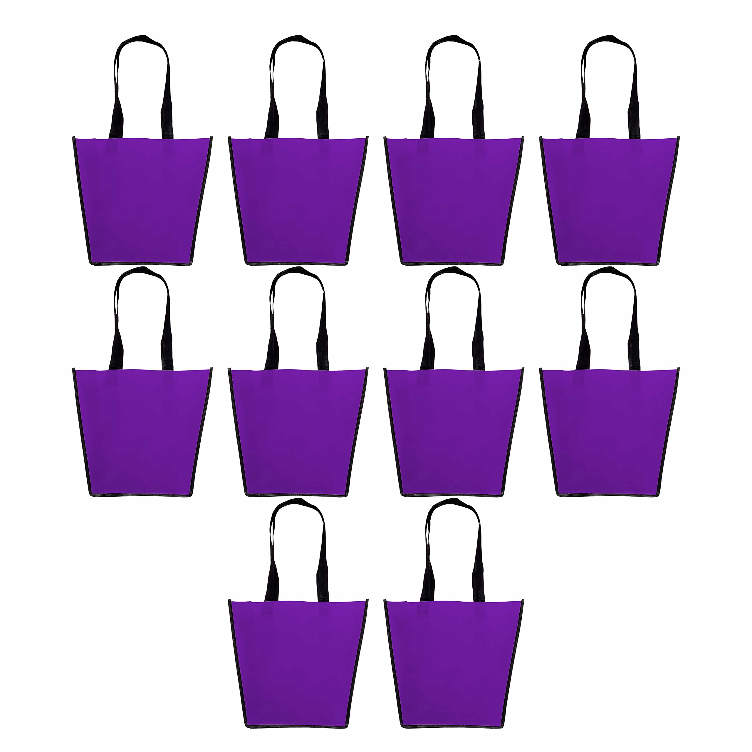 Eco-Friendly Non-Woven Reusable Shopping Tote Bags - Lightweight & Durable Grocery Bags for Shopping, Beach, Picnic & Travel - Bulk Pack of 10