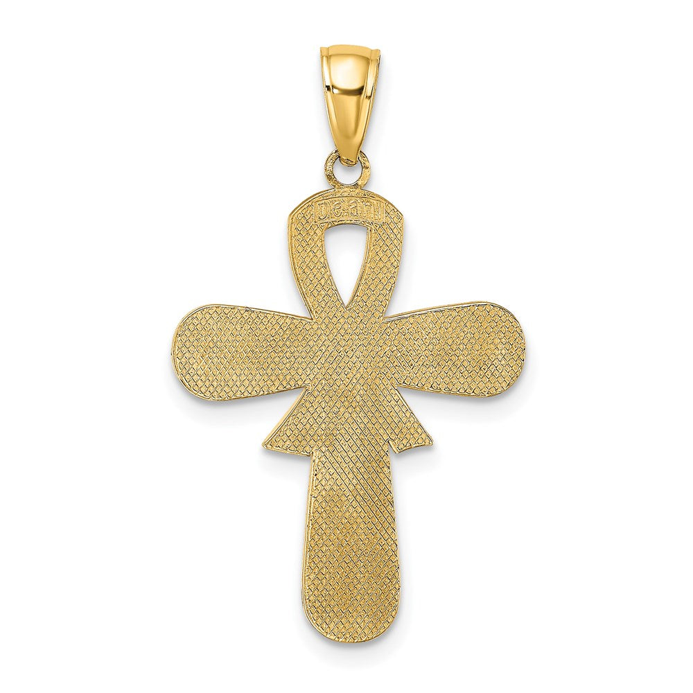 Gold Enamel Pink Ribbon Breast Cancer Awareness Cross Pendant Necklace - Model K6961 for Women, Support Survivors & Show Solidarity - Perfect for Fundraisers, Awareness Events & Thoughtful Gifts