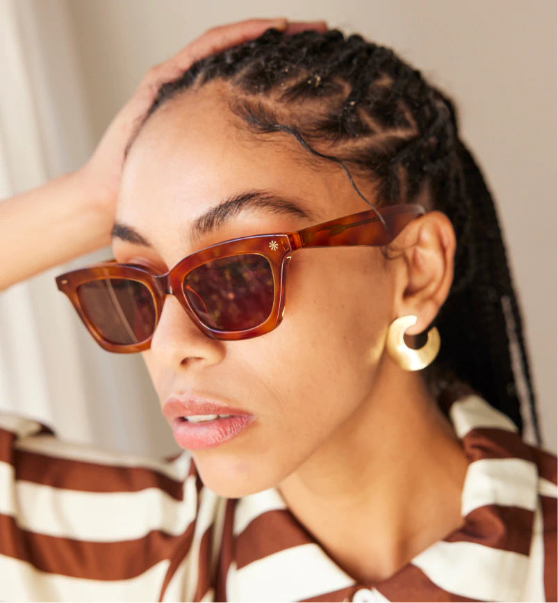Sunseeker Acetate Sunglasses for Women & Men - Honey Tortoise Shell Frame with Brown UV Protection Lenses - Fashionable & Durable for Outdoor Activities, Beach, Driving & Travel