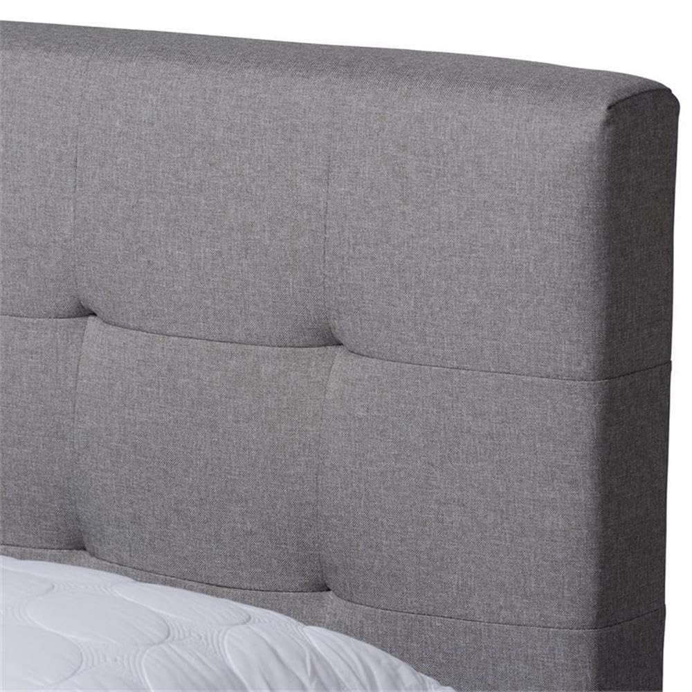 BOWERY HILL Queen Size Maren Light Grey Platform Bed with Nightstands - Modern Bedroom Furniture Set for Small Spaces & Guest Rooms