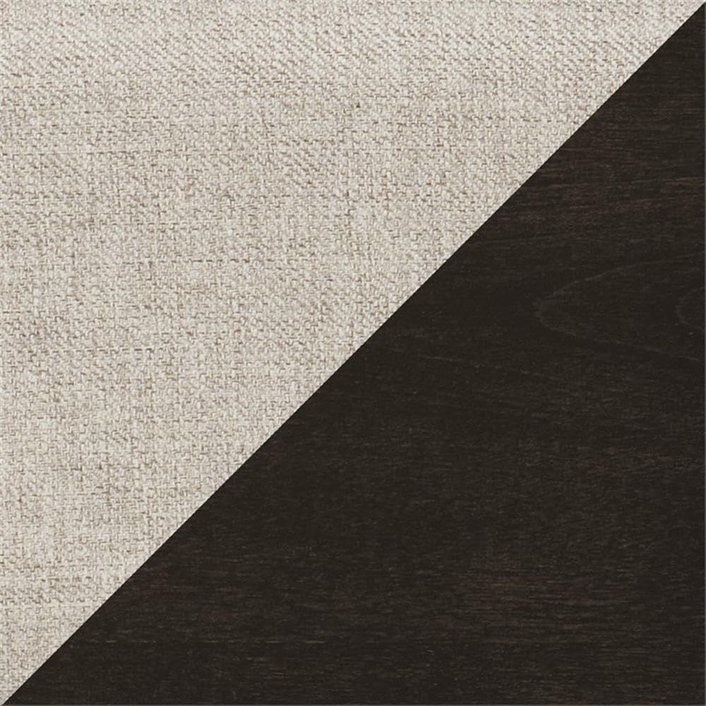Lexicon Hebron Queen Size Bed Frame with Upholstered Headboard - Dark Cherry/Beige Fabric - Modern Bedroom Furniture for Master Bedroom or Guest Room